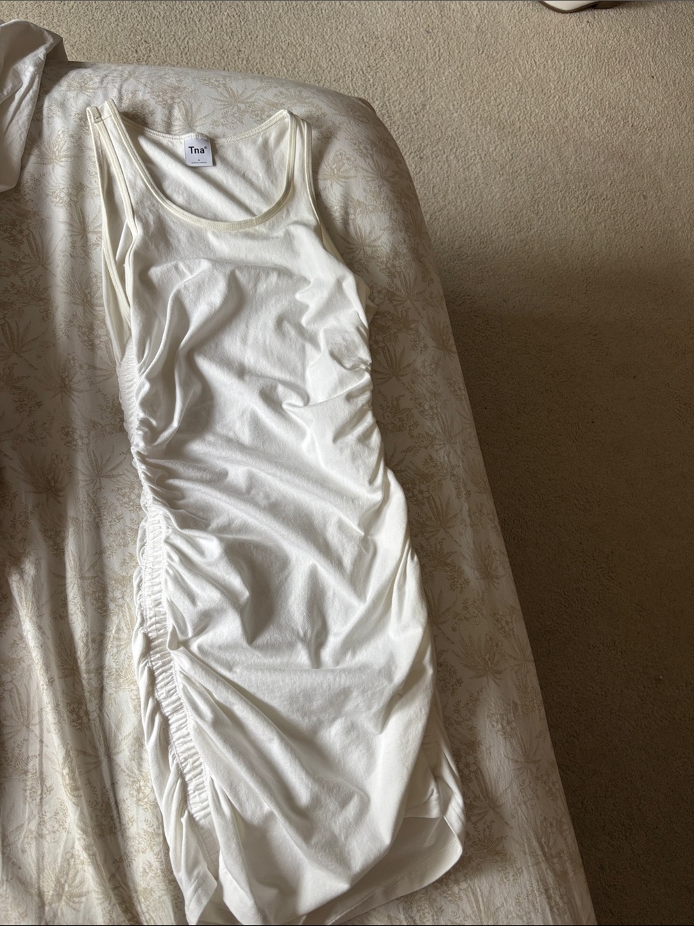 TNA white Side-Ruched Tank Dress